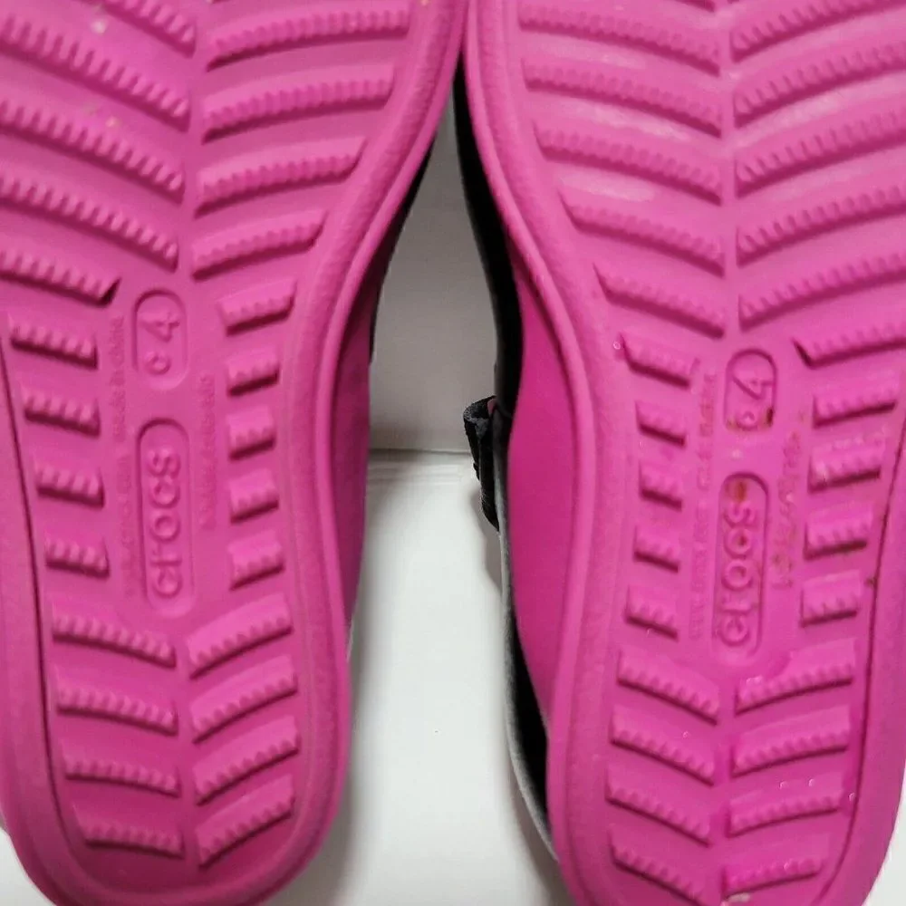 Crocs Toddler Shoes Girls Size C4 Mackenzie Mary Jane Black Magenta Pink Purple‎